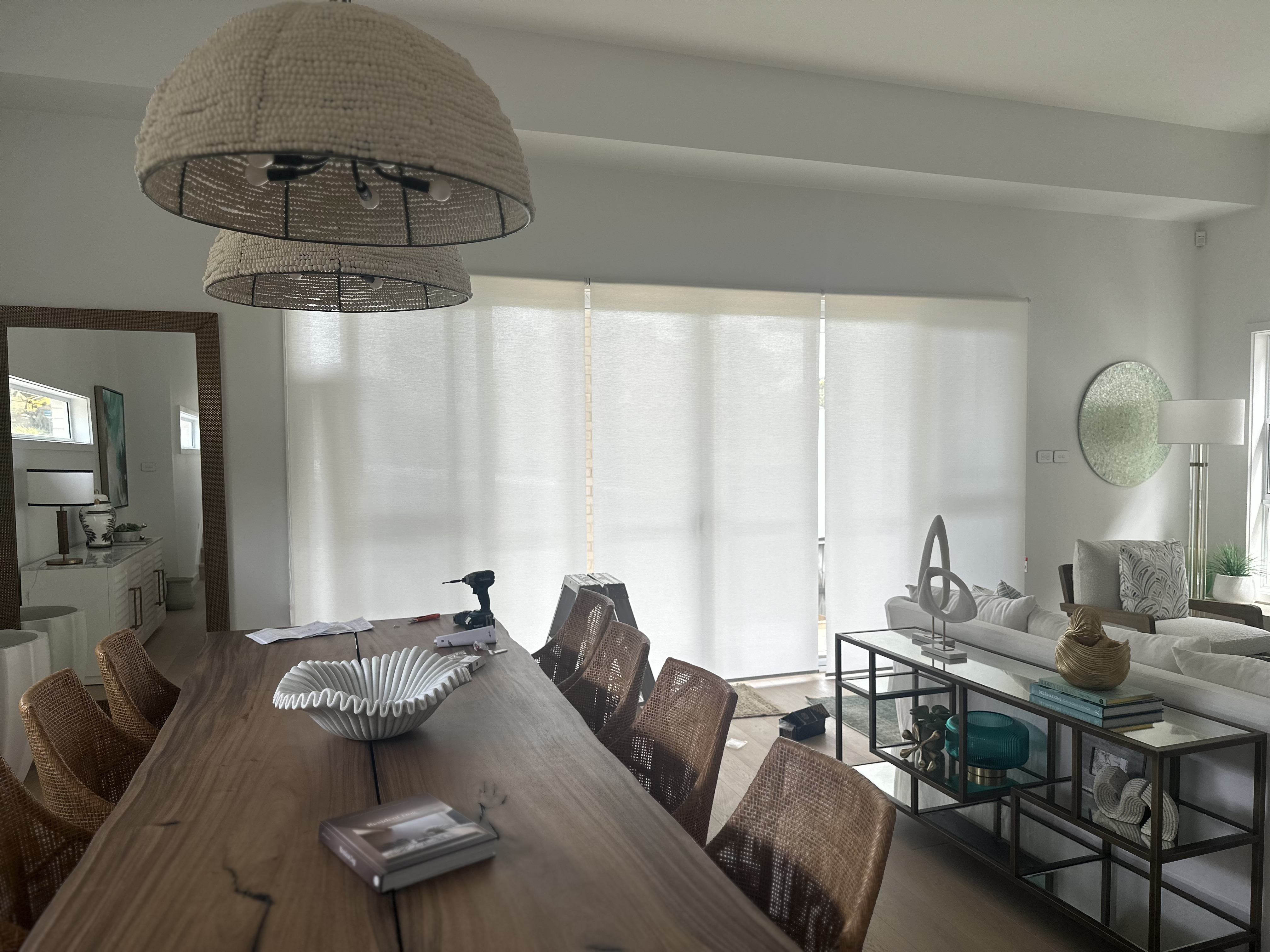 Coastal home with timber venetian blinds