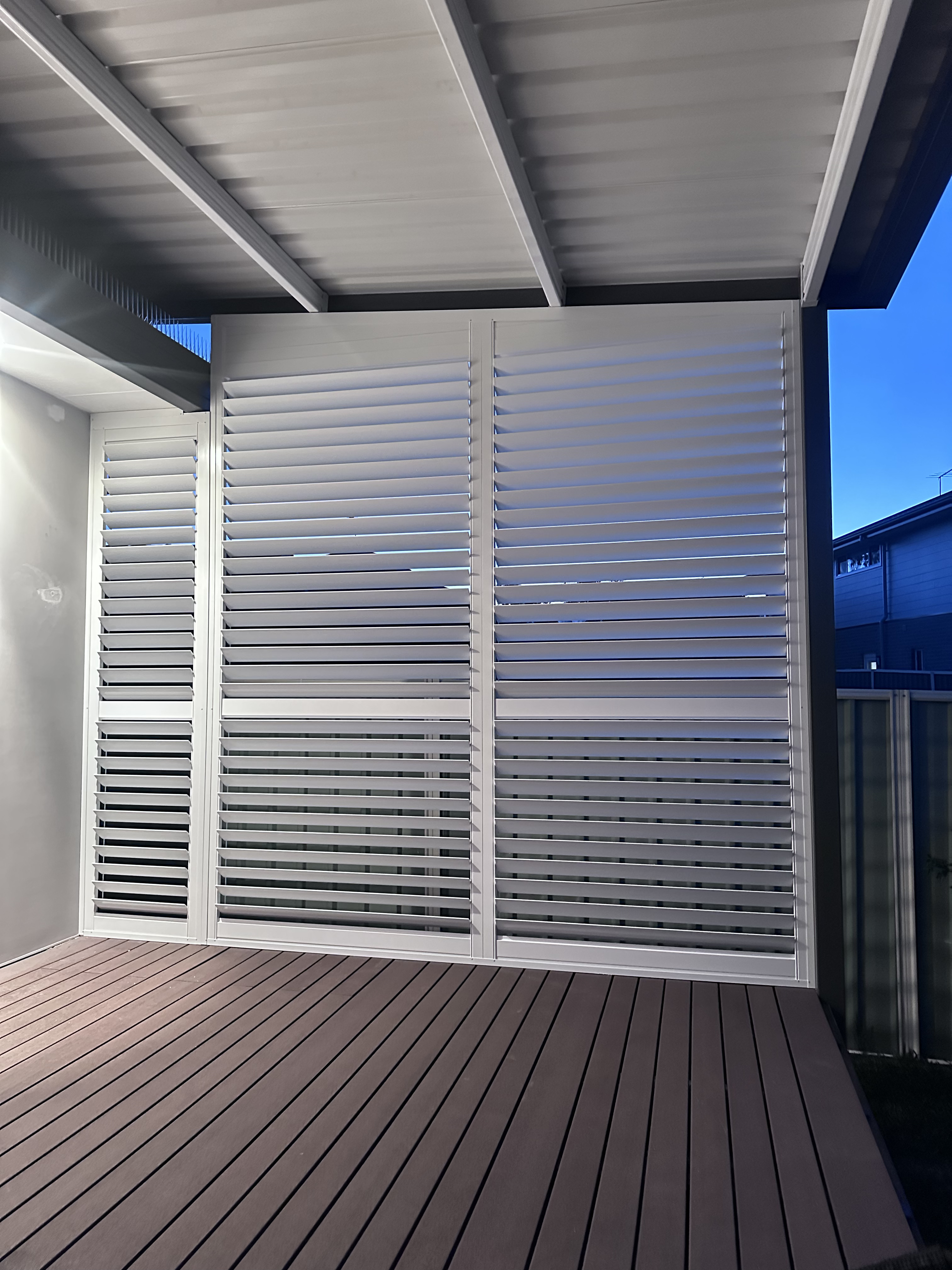 Outdoor patio with retractable awnings